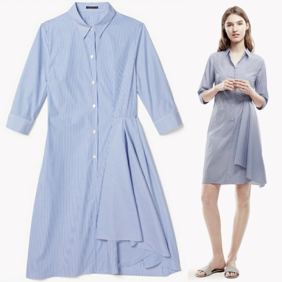 Theory Dresses & Skirts - Theory Women Modele Diaz Express Shirts Style Dress 100% Cotton & Silk Pinstripe